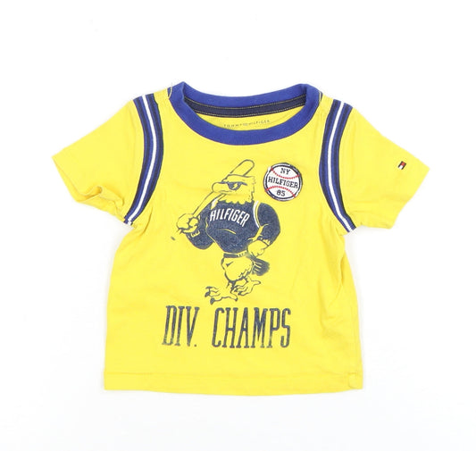 Tommy Hilfiger Baby T-Shirt, Yellow, 6-9 Months, Sports Style