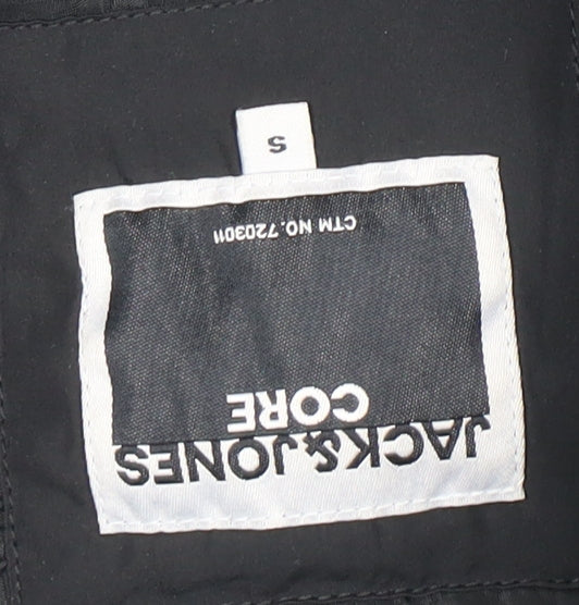 JACK & JONES Men's Black Puffer Jacket S Hooded Casual