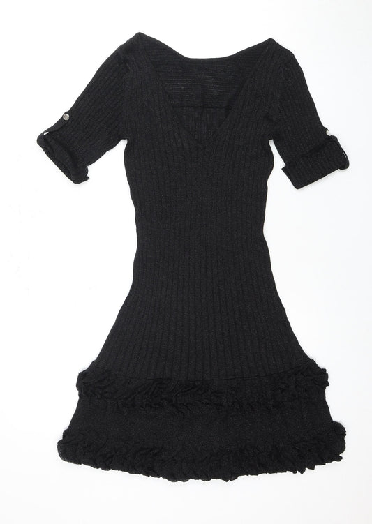 Karen Millen Women's Black V-Neck Dress Size 2