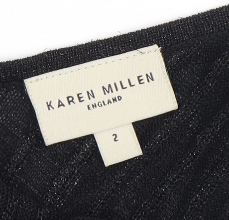 Karen Millen Women's Black V-Neck Dress Size 2