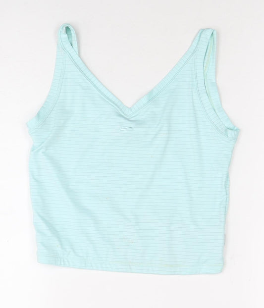 Nike Women's Blue Striped Tank Top - Size 10 Athletic