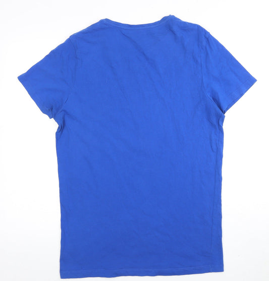 Jack & Jones Men's Blue Graphic Print T-Shirt L