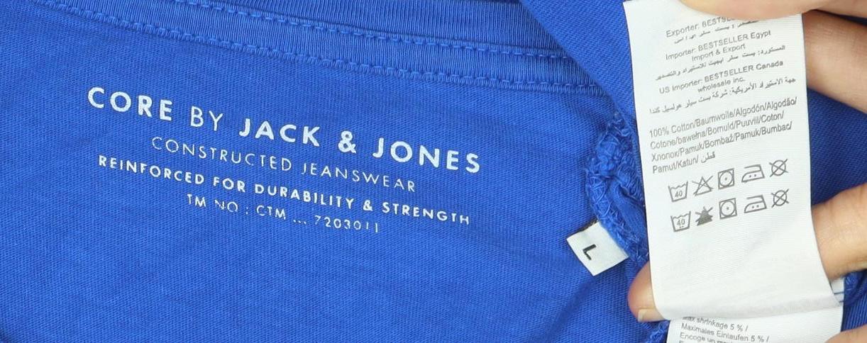 Jack & Jones Men's Blue Graphic Print T-Shirt L