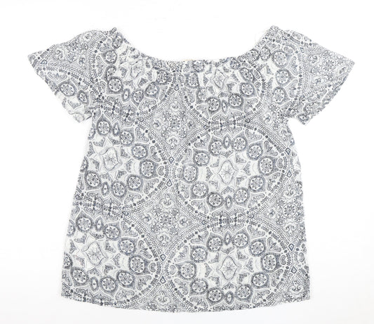 Fat Face Women's Off-Shoulder White Geometric Top