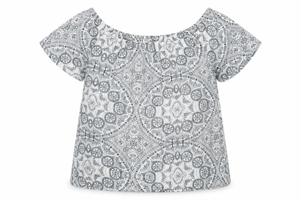 FatFace Women's Off-Shoulder White Geometric Top