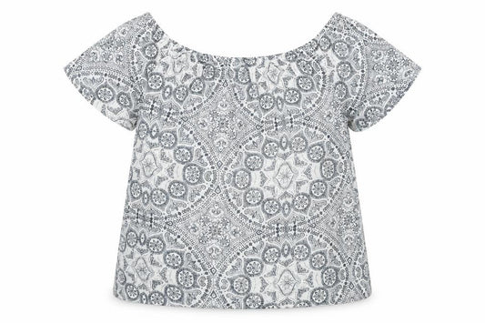 FatFace Women's Off-Shoulder White Geometric Top