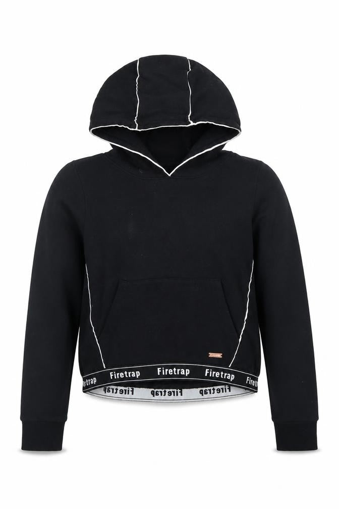 Firetrap Girls Black Pullover Hoodie 11-12 Years Logo Accent