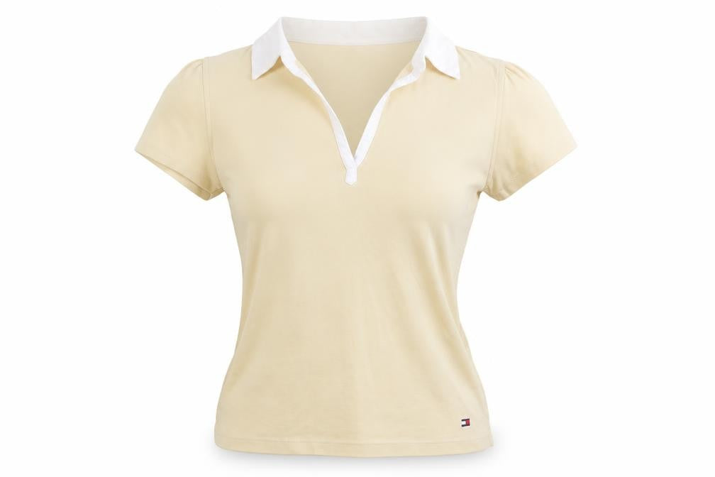 Womens UK Size M Tommy Hilfiger Beige Cotton Polo