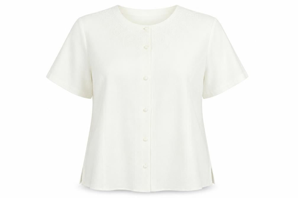Front view of Honor Millburn Women's White Button-Up Top, size 22