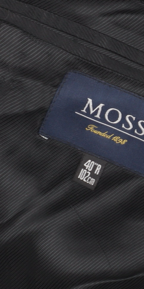 Moss Bros Men's Black Wool Blazer, Size 40R, Formal