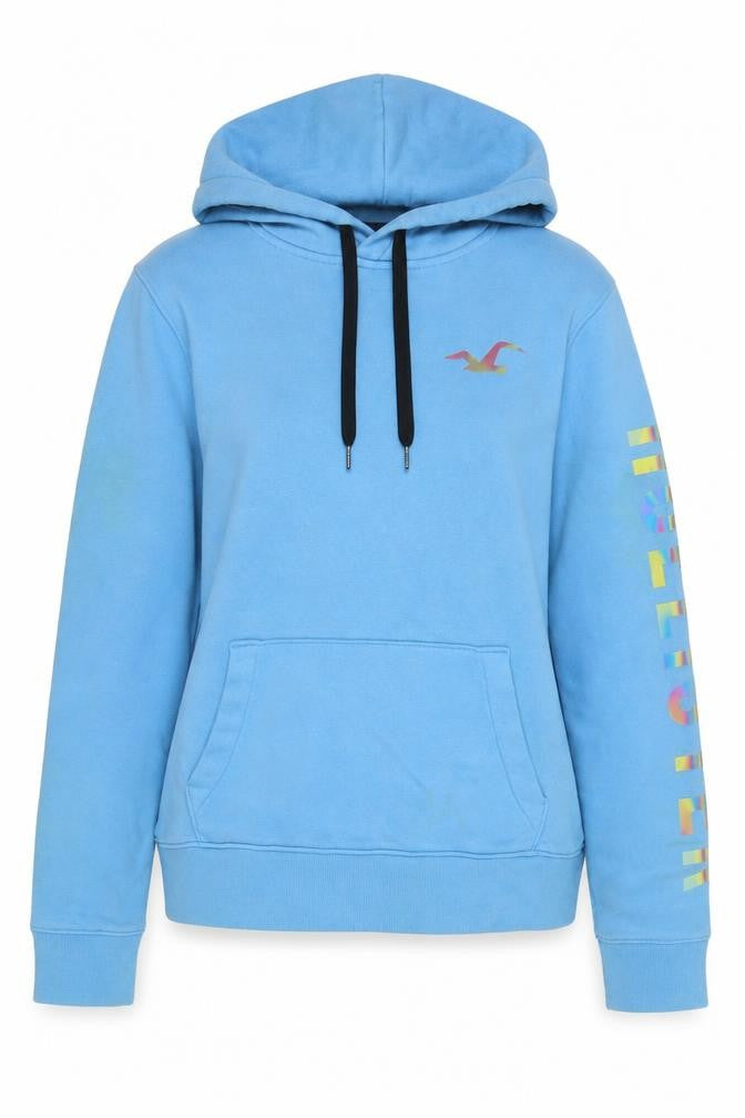Unisex Adults UK M Regular Hollister Blue Pullover Hoodie