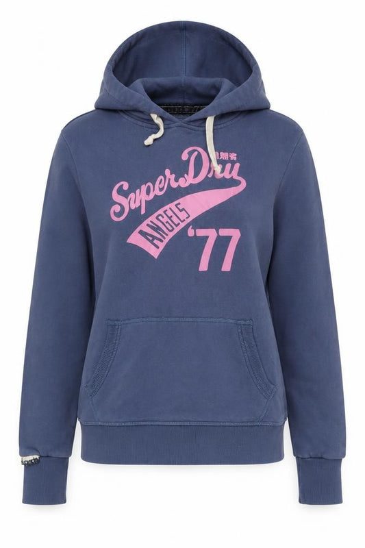 Womens UK S Regular Superdry Blue Pullover Hoodie