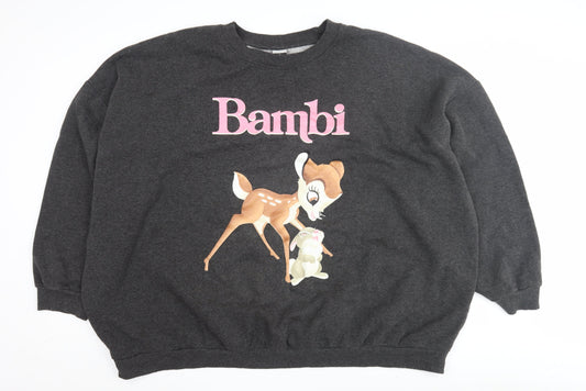Disney George Bambi Unisex Black Pullover Sweatshirt Size 24