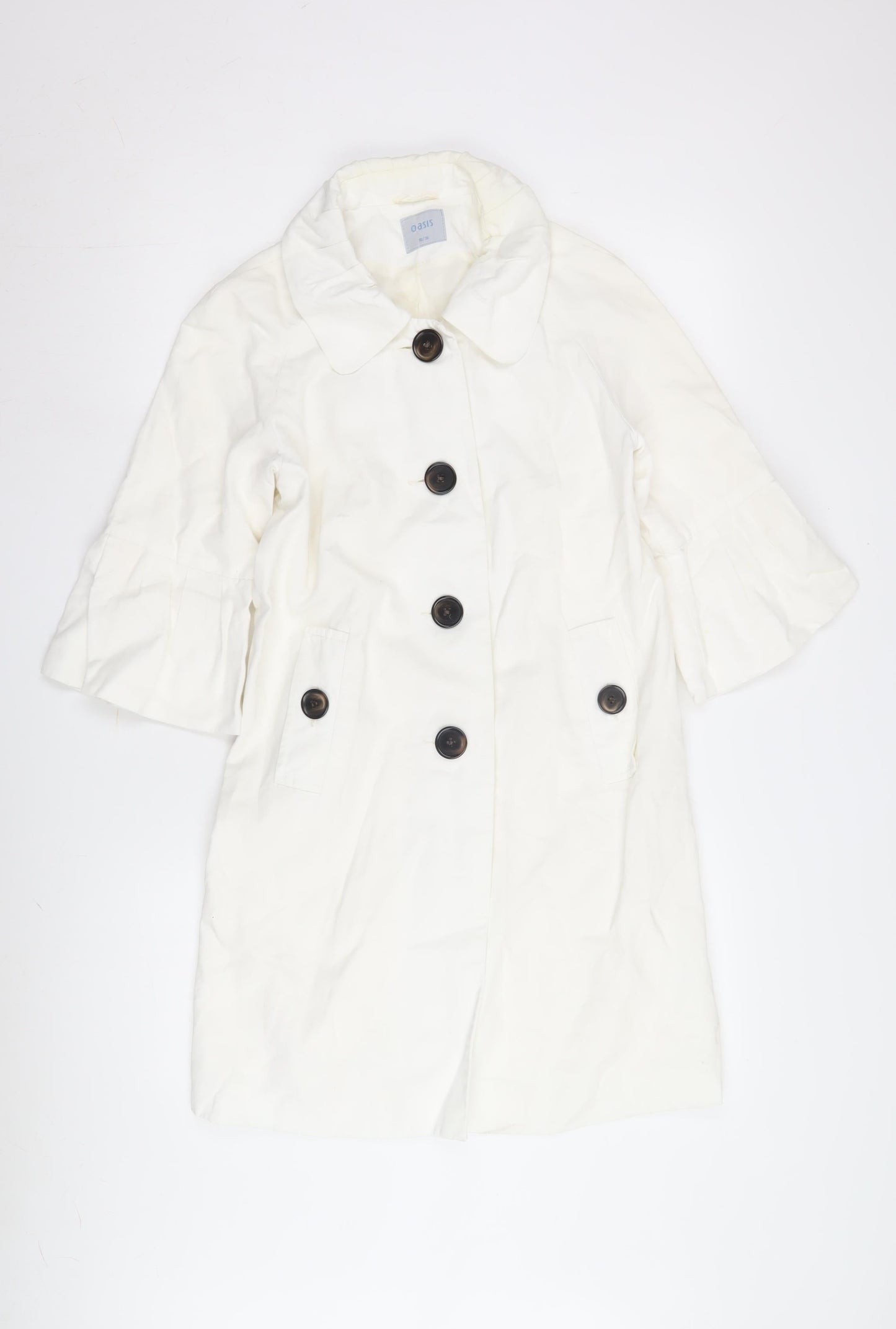Oasis Women's White Mid-Length Coat Size 10
