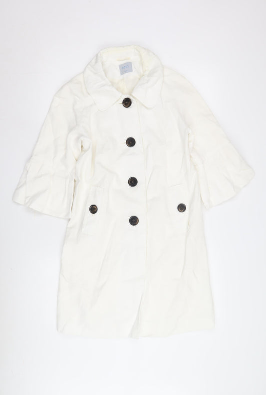 Oasis Women's White Mid-Length Coat Size 10