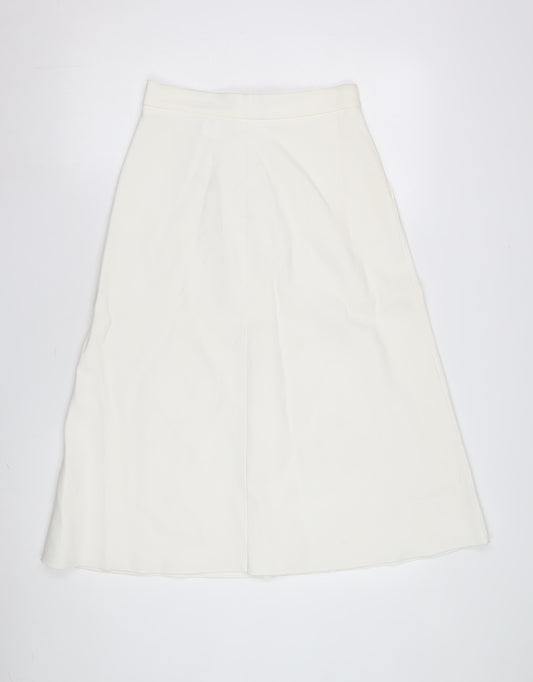 Zara Woman Ivory A-Line Midi Skirt, Size L, Women
