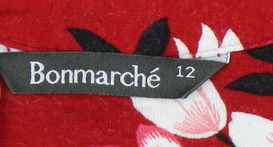 Bonmarché Women's Red Floral Tunic Blouse Size 12