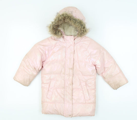 CCC Kids Pink Puffer Coat, Girls 5-6Y, Winter Hooded