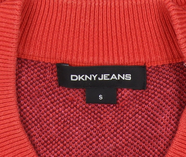 DKNY Jeans Women's Red Full Zip Animal Print Jumper S