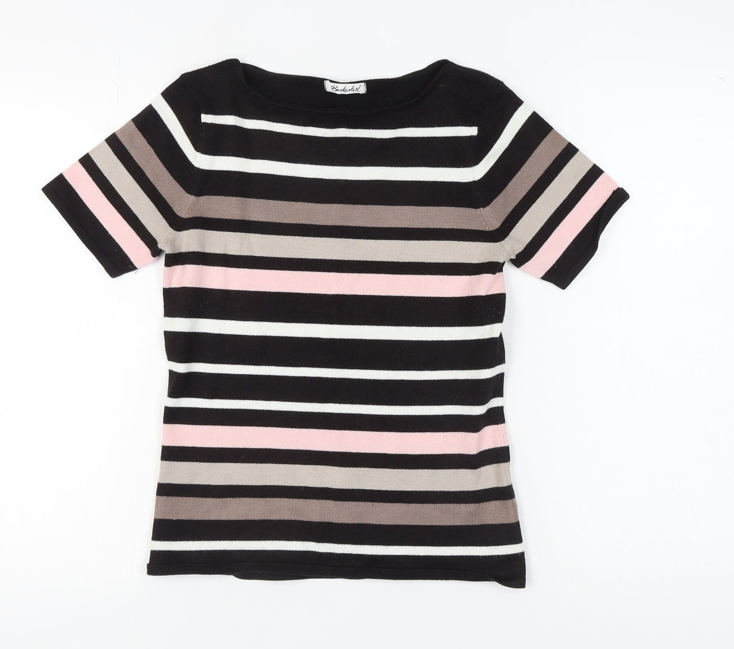 Berkertex Women's Black Striped Pullover Jumper Size 10-12
