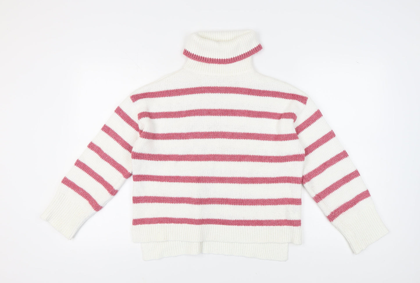 Crew Clothing Women’s White Roll Neck Striped Jumper Size 12