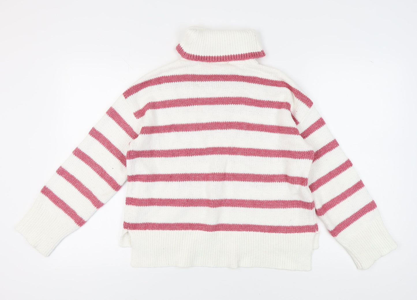 Crew Clothing Women’s White Roll Neck Striped Jumper Size 12