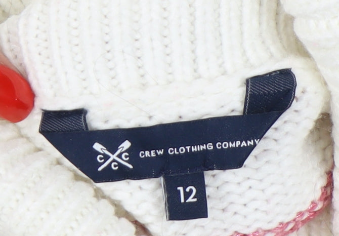 Crew Clothing Women’s White Roll Neck Striped Jumper Size 12