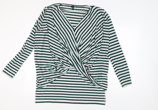 Vero Moda Women's Black Wrap V-Neck Striped Top 2XL