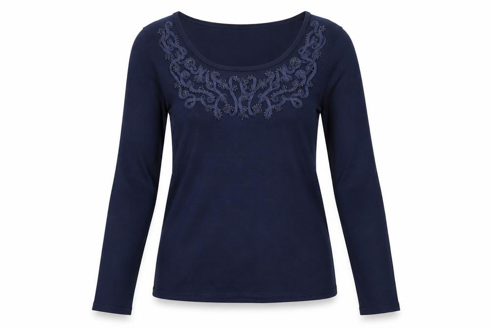Womens UK Size Small Jacques Vert Blue Viscose Blend T-Shirt