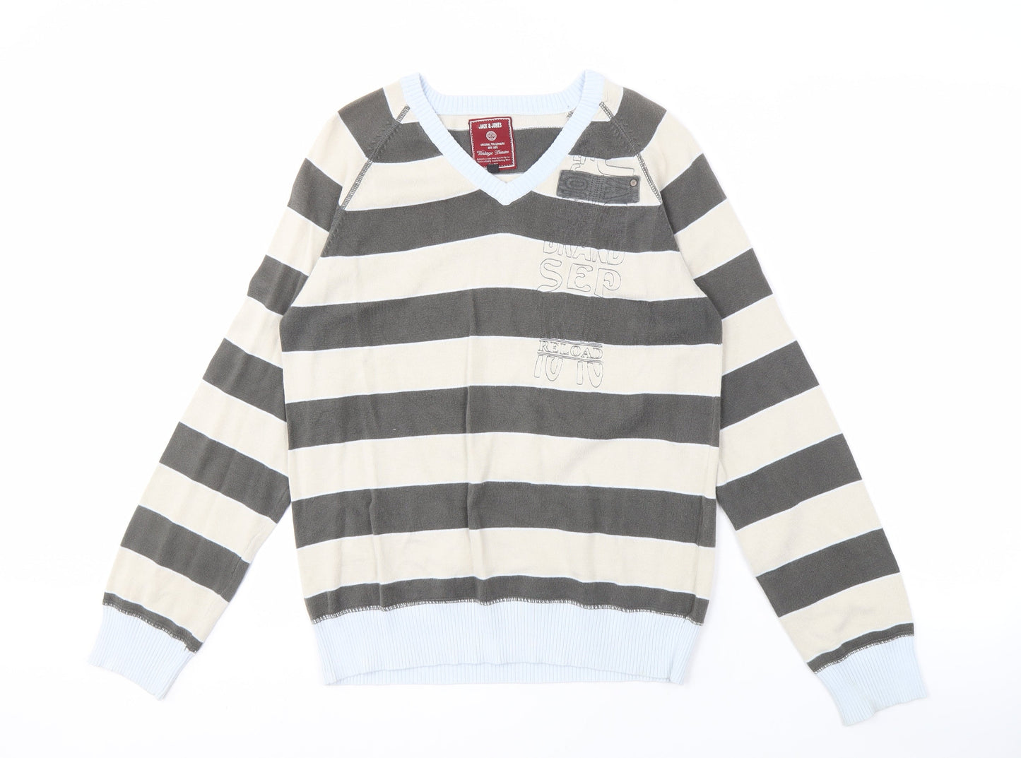 Jack & Jones Men's Multicoloured Striped Pullover, Size S