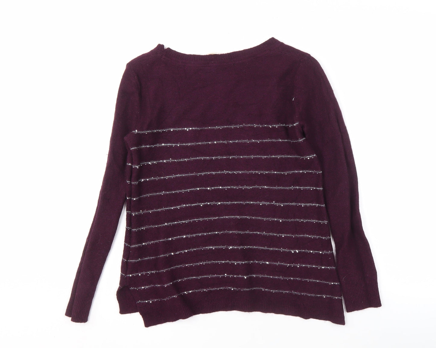 White Stuff Women's Purple Striped Knit Pullover Jumper Size 10