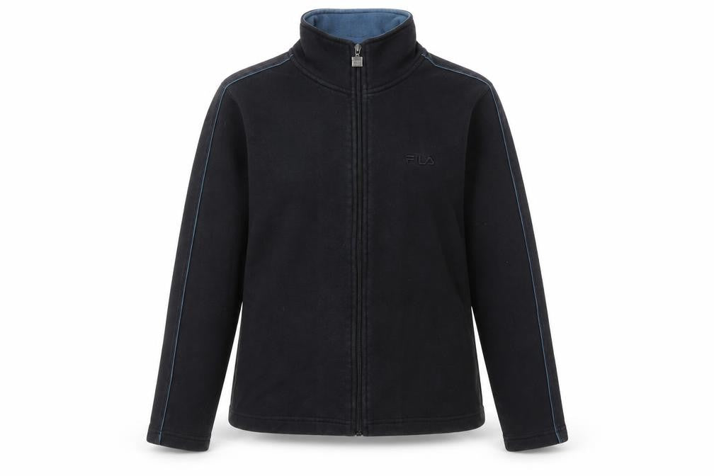 Front view of Fila Black unisex adults fleece jacket, size 12