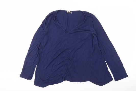 DKNY Women's Blue Long Sleeve V-Neck T-Shirt