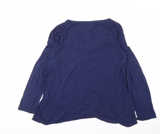 DKNY Women's Blue Long Sleeve V-Neck T-Shirt