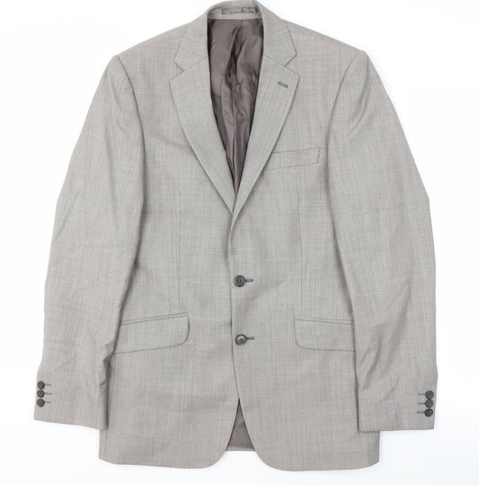 Jeff Banks Men's Grey Long Blazer Size 38 Formal Jacket