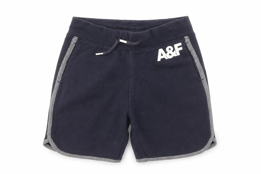 Front view of Abercrombie & Fitch Kids girls’ blue athletic shorts, size 5-6, years