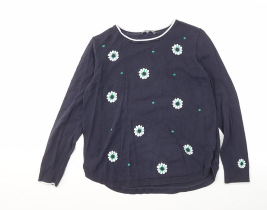 Laura Ashley Women's Blue Floral Pullover Jumper Size 12