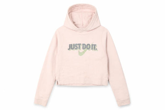 Nike Girls Pink Pullover Hoodie M with Logo Sports Chic