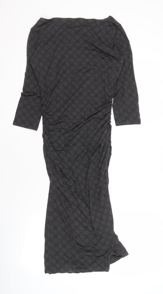 Boden Women's Black Geometric Midi Dress Size 12