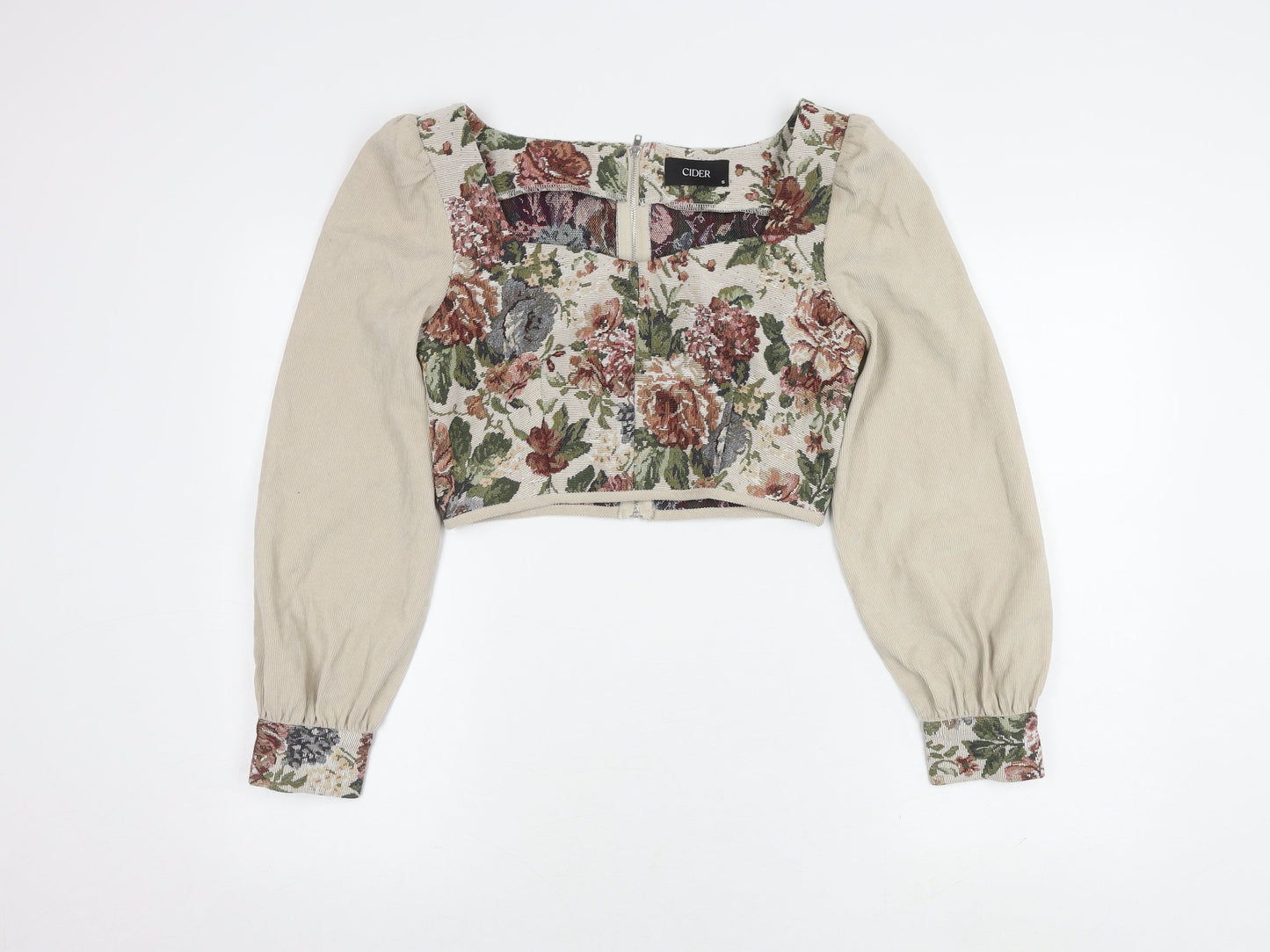 Cider Women's Beige Floral Cropped Top - Size S