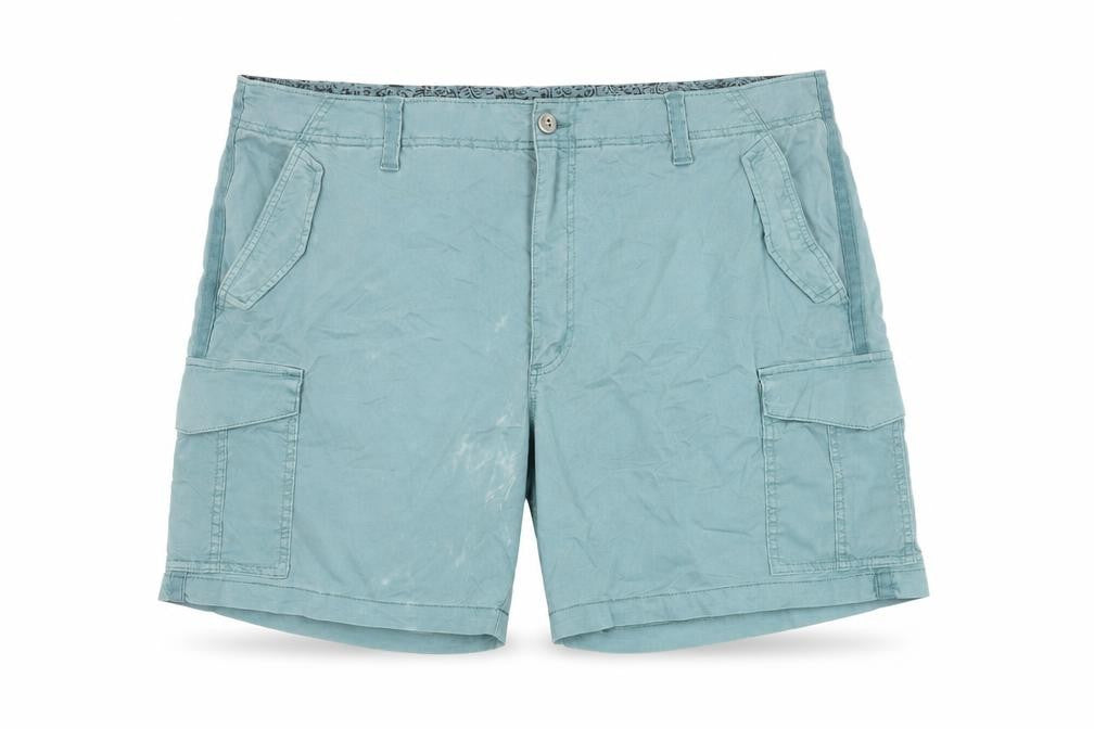 Front view of Marks & Spencer Men's Blue Cargo Shorts, size 24