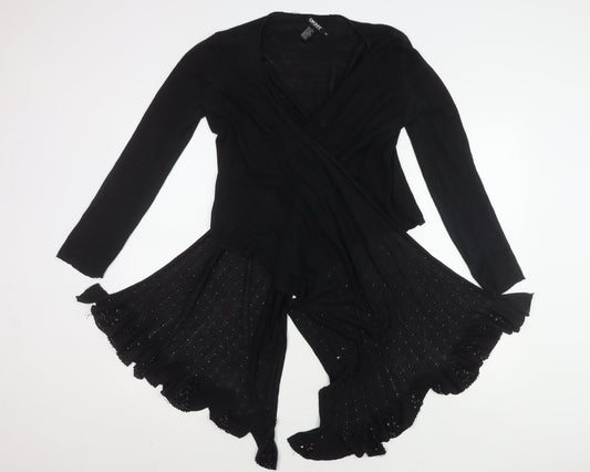 DKNY Women's Black Silk Wrap Cardigan, Size S