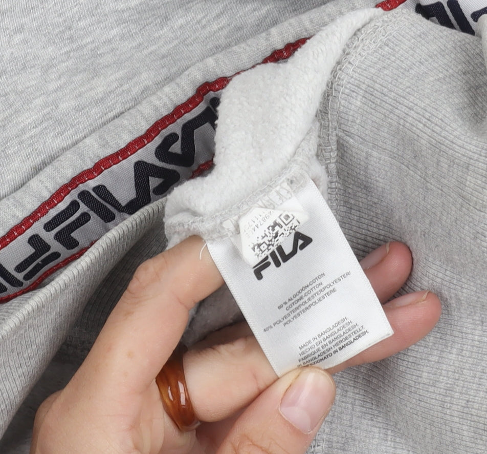 Fila Men's Grey Pullover Hoodie, Large, Logo Design