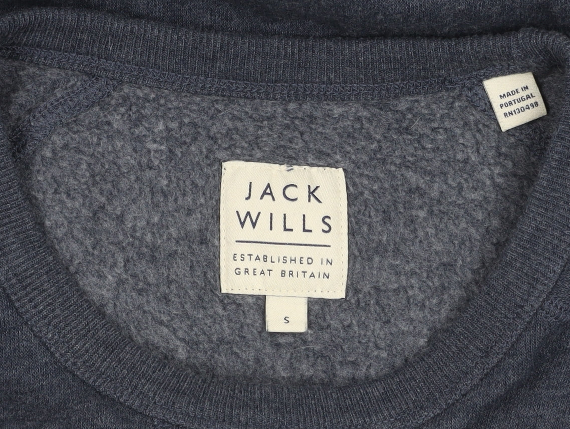 Jack Wills Blue Men's Sweatshirt S - Pullover, Logo, Crew Neck