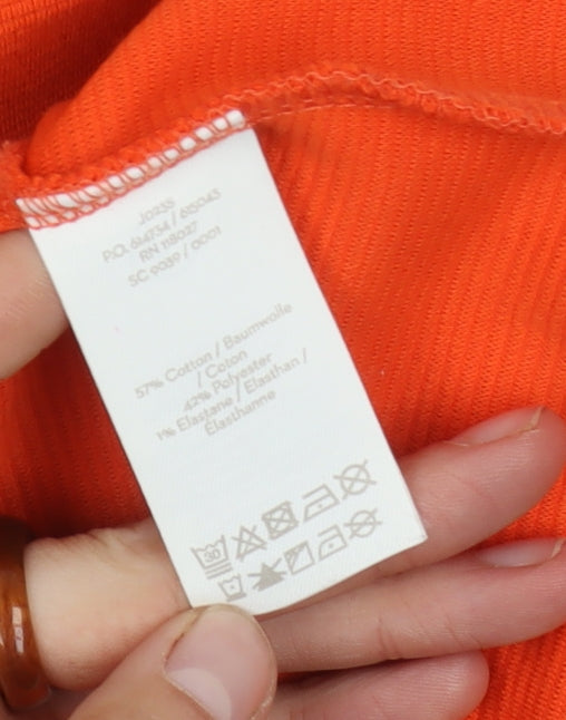Boden Women's Orange Sheath Dress, Size 12, Knit V-Neck
