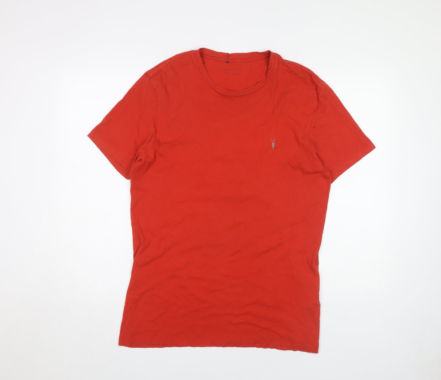 AllSaints Men’s Red Cotton Crew Neck T-Shirt Size L