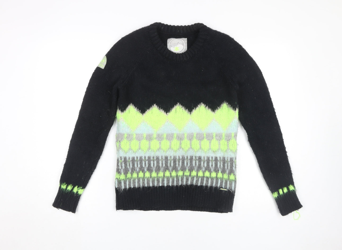 Superdry Men's Black Pullover Jumper S Knit Winter