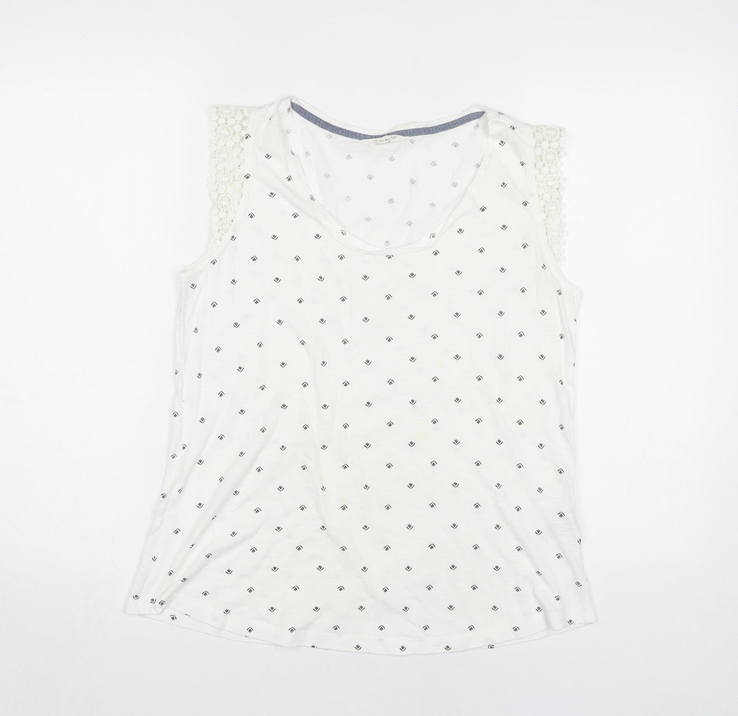 White Stuff Women's White Crochet Tank Top Size 12
