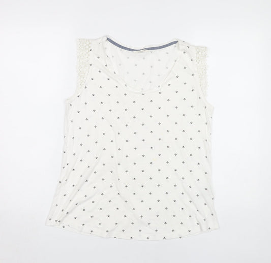 White Stuff Women's White Crochet Tank Top Size 12