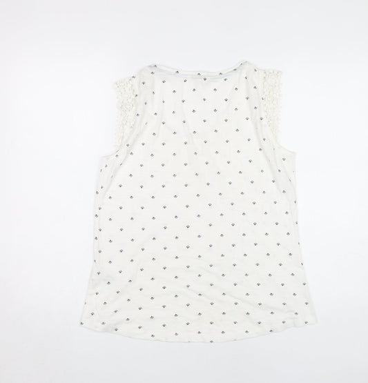 White Stuff Women's White Crochet Tank Top Size 12